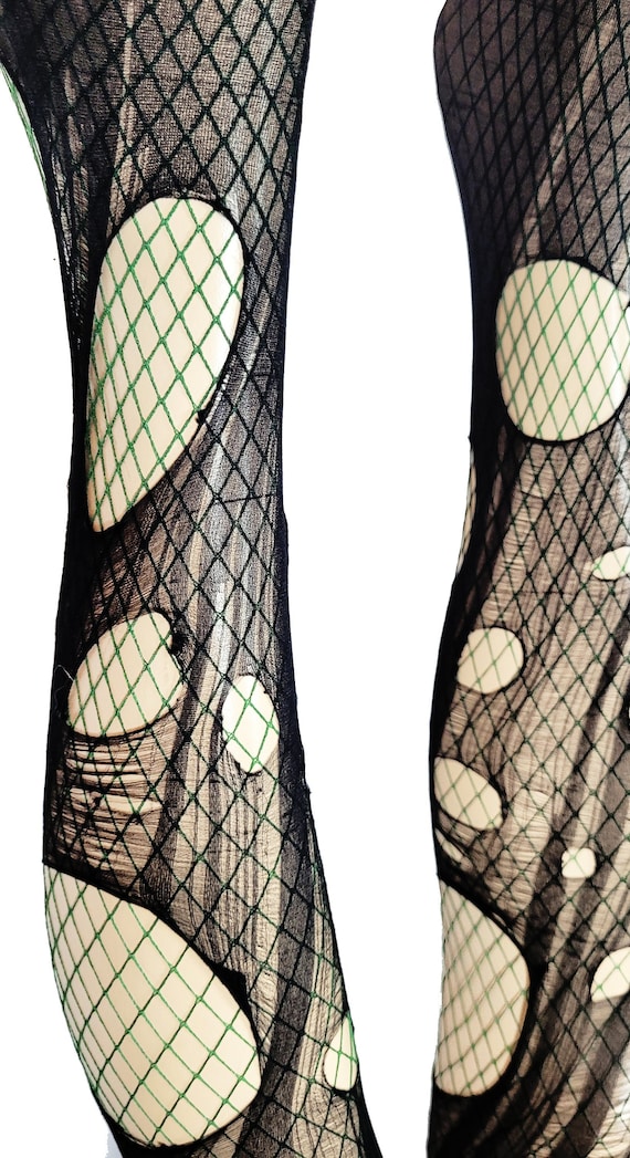 Forest Green Fishnets Ripped Tights Fishnet Tights Green Tights