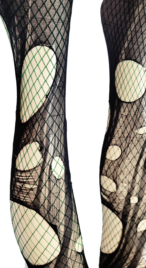 Forest Green Fishnets Ripped Tights Fishnet Tights Green Tights