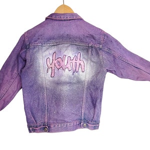 Youth glitter jacket hand painted jacket hand painted denim jacket | graffiti jacket  custom denim jacket  | sustainable clothing size S