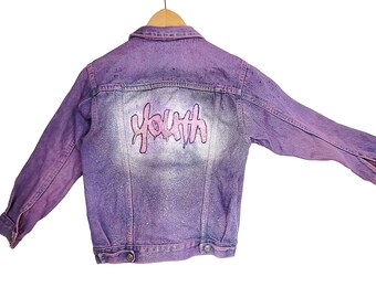 Youth glitter jacket hand painted jacket hand painted denim jacket | graffiti jacket  custom denim jacket  | sustainable clothing size S