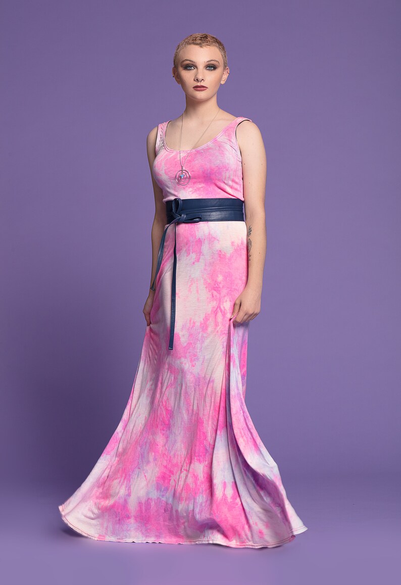 soft grunge boho maxi dress watercolor tie dye maxi dress hand dyed dress pink maxi dress bohemian maxi dress
