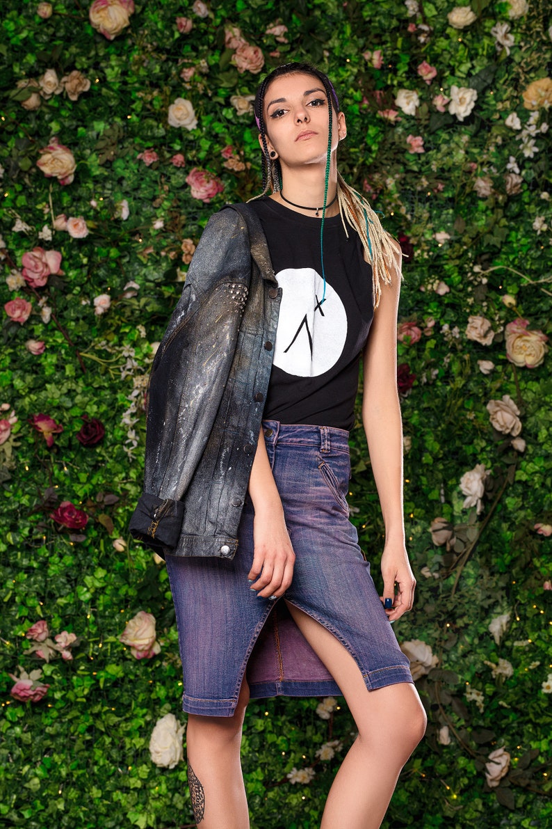 Größe S Säure waschen lila Denim Bleistift Rock hoch | Etsy