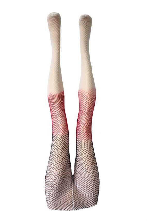 White Red and Black Ombre Fishnet 