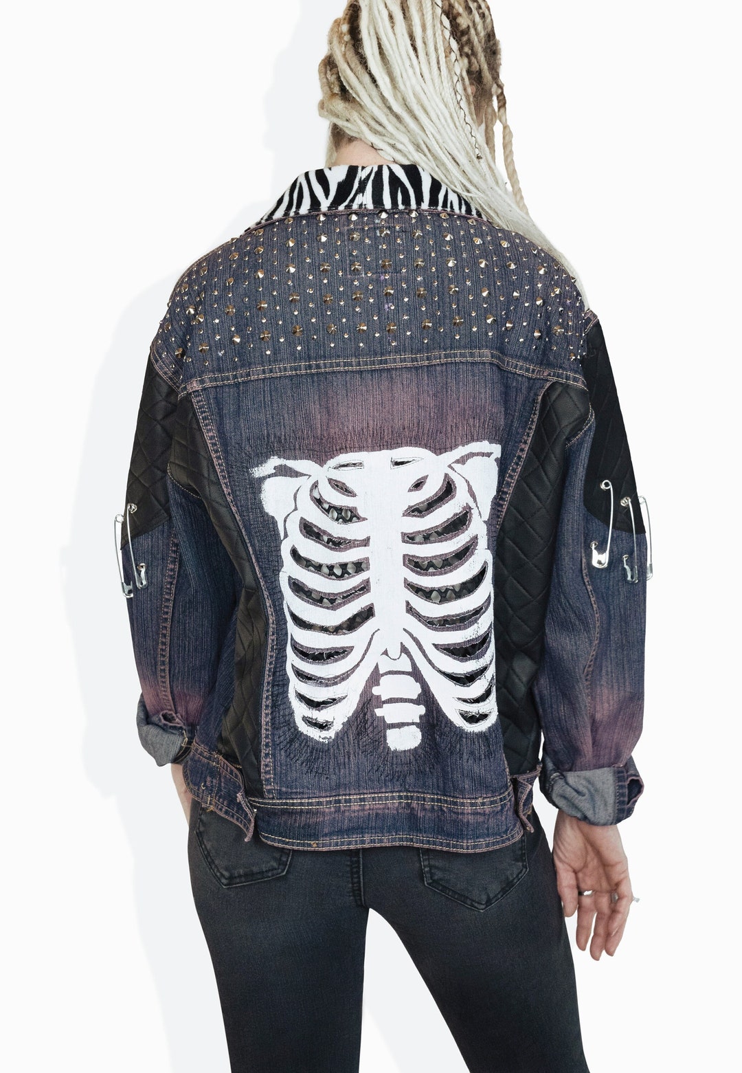 Skeleton Jacket Battle Jacket Goth Jacket Punk Jacket Custom Jean ...