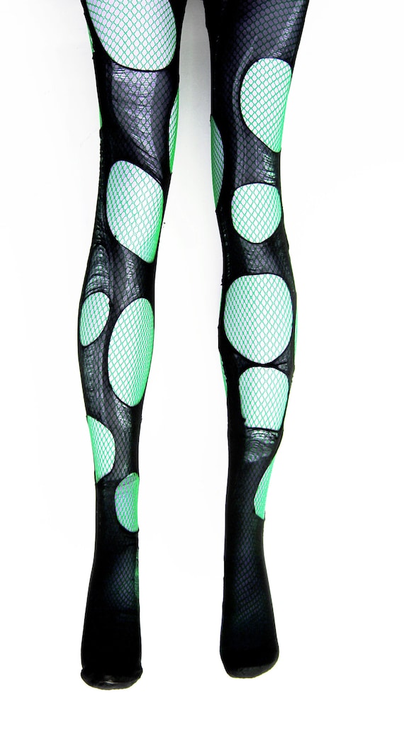 Cut Leggings Emerald Green Fishnets Double Layered Tattered & Torn Punk Tights  Fishnet Leggings Goth Tights -  Canada