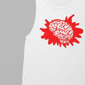 human brain print punk shirt muscle tank horror print goth shirt graphic tee biker shirt punk tank top image 7