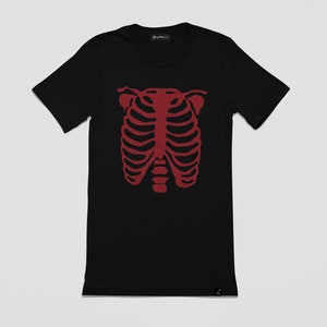 Handmade Glitter anatomy skeleton ribcage print T shirt Unisex Halloween cyberpunk clothing aesthetic clothing imagem 7