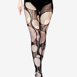 Accessorize Agoraphobix double layered tattered & torn tights fishnet leggings