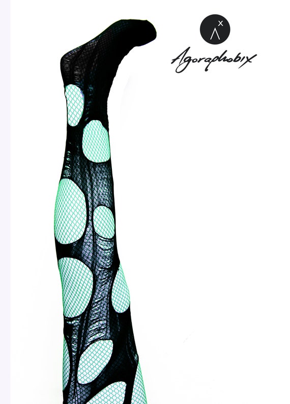 Cut Leggings Emerald Green Fishnets 