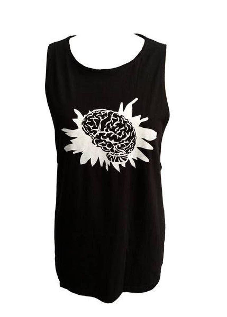 Human Brain Print Punk Shirt Muscle Tank Horror Print Goth Etsy