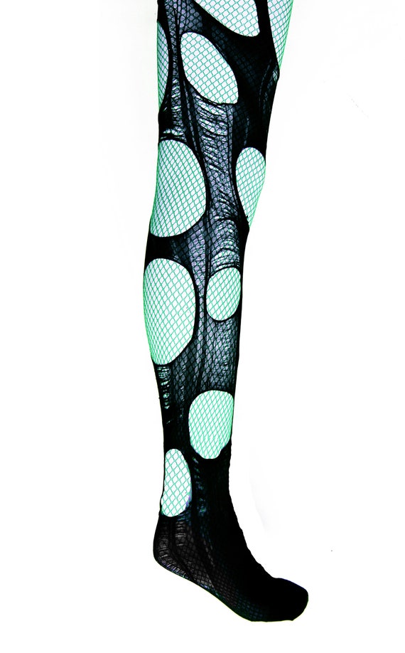 Turquoise Ripped Tights Fishnet Tights Distressed Leggings Gothic Tights  Tattered & Torn Tights Ripped Leggings Accessories Agoraphobix -  Canada