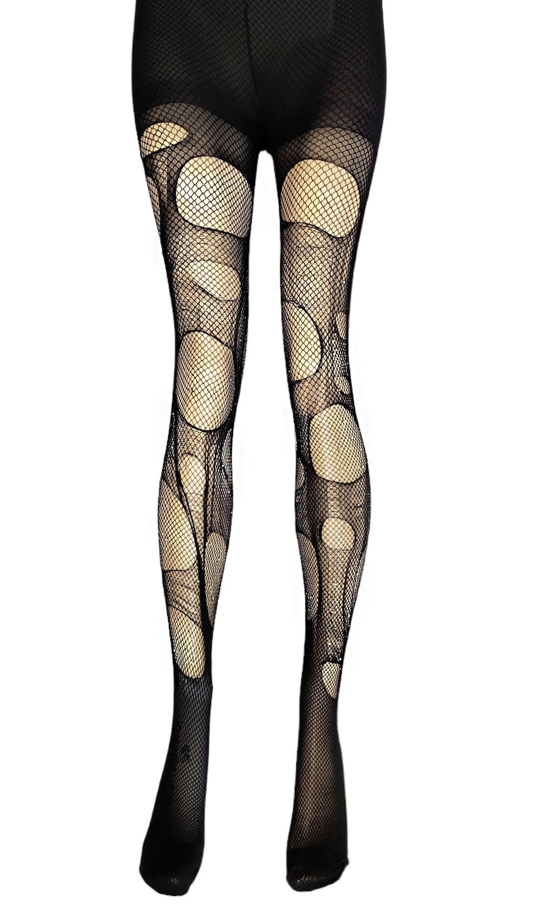 Rhinestone Fishnet Ripped Tights Fishnet Tights Glitter Tights