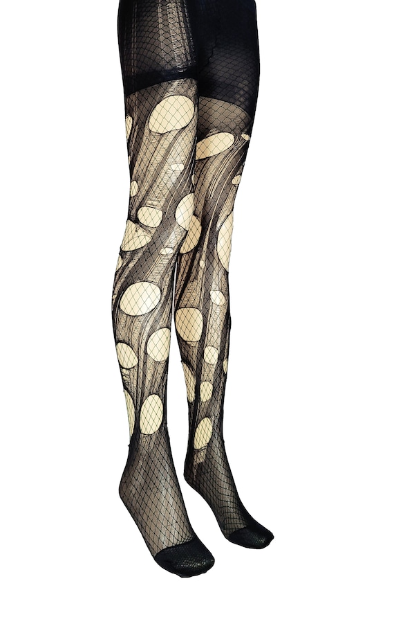 Straps-Stocking Collant A Rete Da Donna Con Cintura Elastica – Per Club, Cosplay, Feste, Taglia Unica S-XL - 3