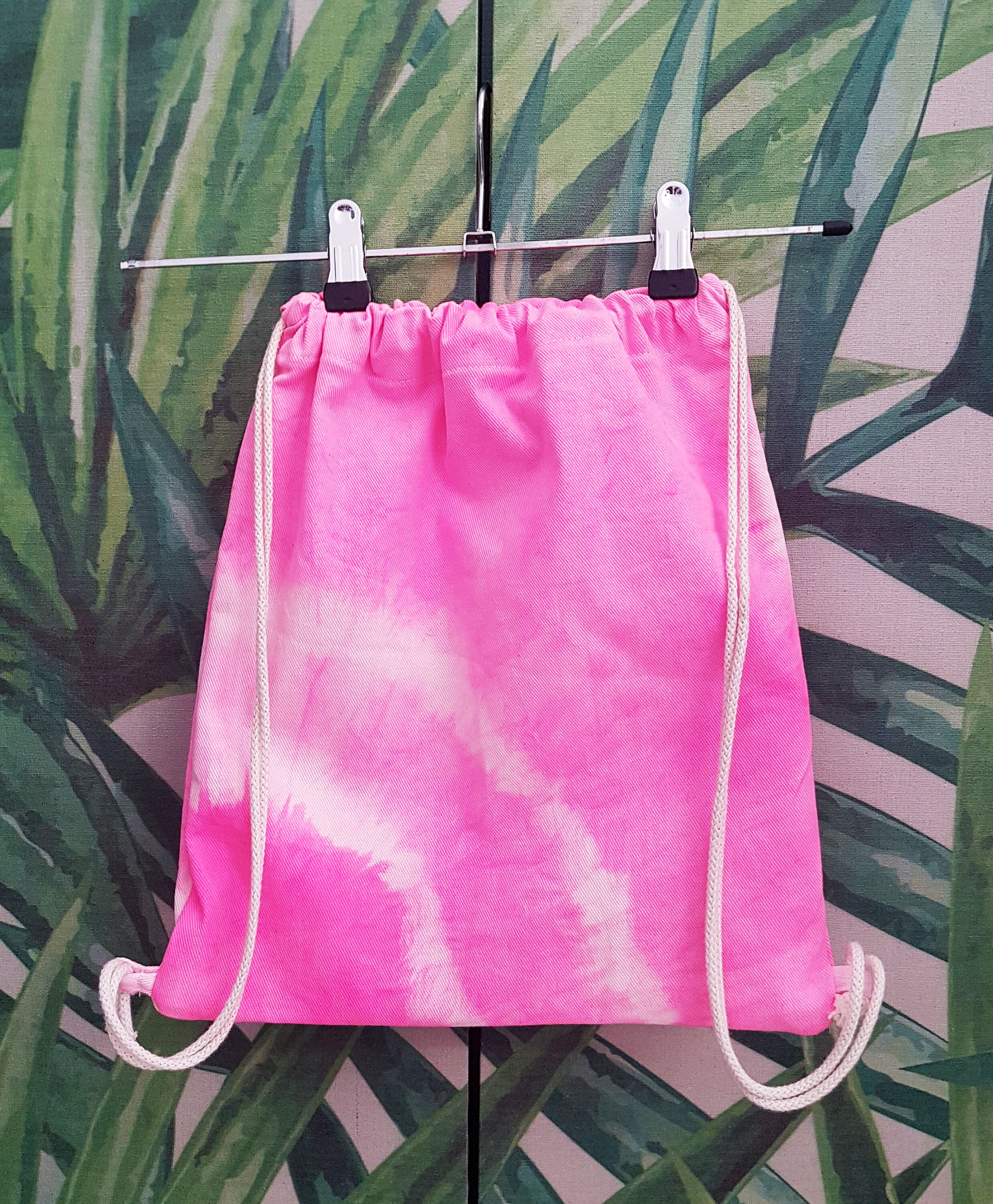 Handmade Neon Pink Tie Dye Vegan Backpack Canvas Backpack | Etsy