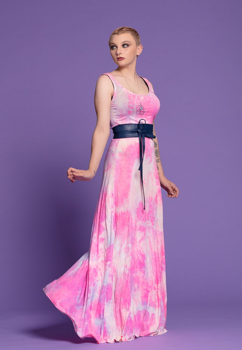 soft grunge boho maxi dress watercolor tie dye maxi dress hand dyed dress pink maxi dress bohemian maxi dress