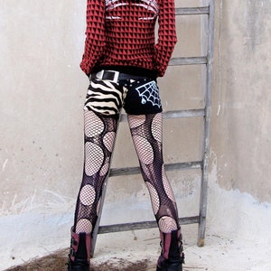 Accessorize Agoraphobix double layered tattered & torn tights fishnet leggings image 6