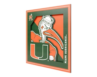 Miami Hurricanes Wall Art | Miami Hurricanes Sign | Miami Hurricanes Wall Hanging 12x12(Officially Licensed)