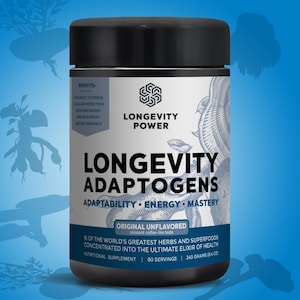 LONGEVITY POWER'S Longevity Adaptogens | All-In-One Solution For Physical & Mental Performance w/ World's Greatest Herbs + Mushroom Extracts