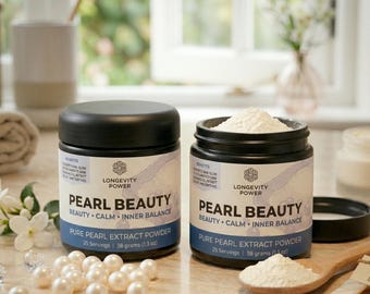 Pearl Beauty Extract Powder by Longevity Power | Topical + Edible Dual Use: Add to Skincare + Drinks | Calms & Soothes | Helps Hydrate Skin
