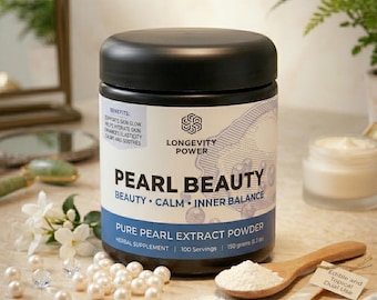 LONGEVITY POWER'S Pearl Beauty Powder: Dual Extract, Edible & Topical for Elixirs and Body Butters | High Conchiolin | Skin Support + Calm