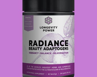 LONGEVITY POWER'S Radiance Beauty Adaptogens | Skin, Mood & Cycle Support | Schisandra, Pearl, Royal Jelly, Tremella | Herbal Tonic Powder