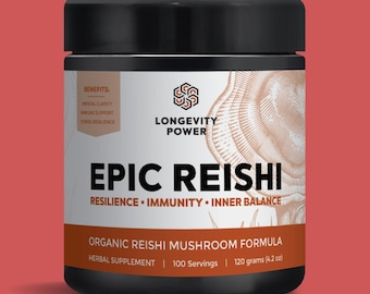 LONGEVITY POWER'S Epic Reishi | Organic Triple Reishi Mushroom Powder: Dual Extract, Spores & Triterpenes | Deep Calm and Sleep Support
