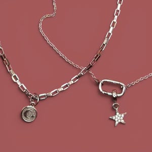 Layered Stainless Steel Necklace Set, Celestial Star Charm Stack, Chunky Dainty Chains