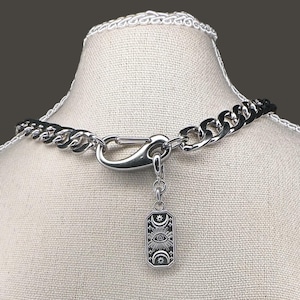Chunky Silver Carabiner Charm Necklace- Evil Eye, Layering, Stacking, Waterproof