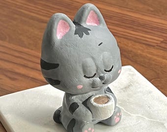 Cute Kitten Desk buddy| Handmade figurine | Kawaii Sculpture friends | Cozy Desk Decor | Unique Handmade Gift Desk | Kitten Desktop Ornament