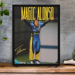 F1 Fernando Alonso Poster, gerahmt Fernando Alonso Druck, gerahmt Formel 1 Geschenk, Fernando Alonso Wandkunst, gerahmt F1 Fernando Alonso Wandkunst