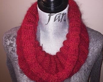 Light-As-Air Cowl Handmade in Silk, Mohair and Wool ~ Bing On My Cherry