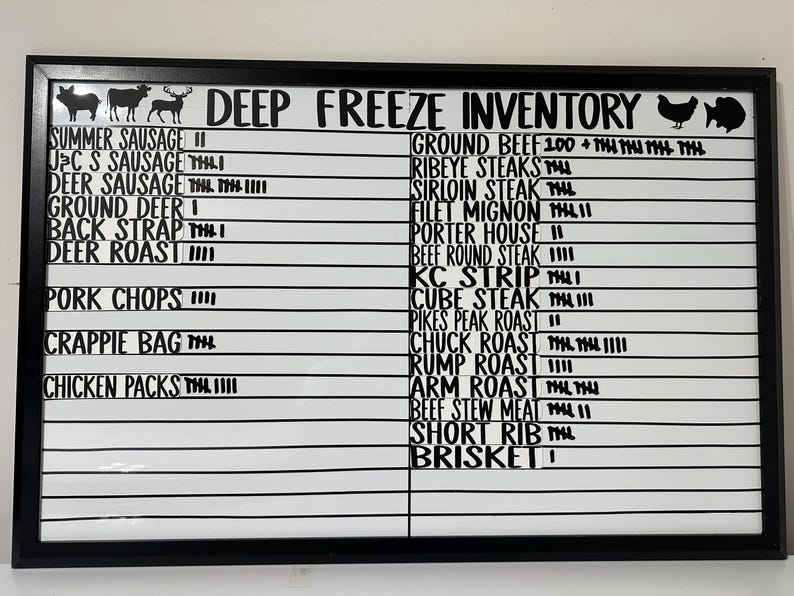 Sample Beef Inventory Deep Freezer/refrigerator Inventory Dry Erase Board With Magnetic ...