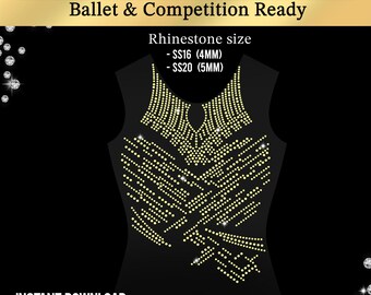 Rhinestone Leotard Template SVG | Gymnastics Bling Design for Cricut Silhouette | Dance Costume Hotfix Pattern | Ice Skating Cheer Digital