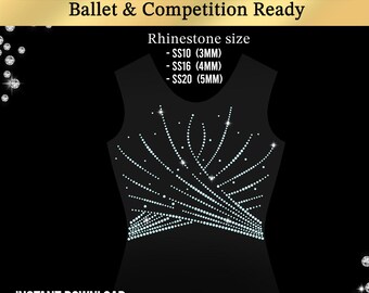 Modèle SVG de justaucorps à strass | Motif bling-bling pour Cricut Silhouette | Motif thermocollant pour costume de danse | Motif numérique pour patinage artistique et cheerleading