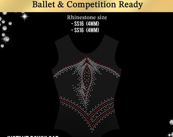 Strass-dräktmall SVG | Gymnastik-Bling-design för Cricut-silhuett | Dansdräkts-snabbkorrigeringsmönster | Skridskoåkning Cheerleading Digital