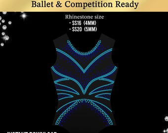 Modèle SVG de justaucorps à strass | Motif bling-bling pour Cricut Silhouette | Motif thermocollant pour costume de danse | Motif numérique pour patinage artistique et cheerleading