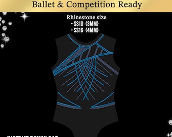 Strass-dräktmall SVG | Gymnastik-Bling-design för Cricut-silhuett | Dansdräkts-snabbkorrigeringsmönster | Skridskoåkning Cheerleading Digital