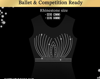 Modèle SVG de justaucorps à strass | Motif bling-bling pour Cricut Silhouette | Motif thermocollant pour costume de danse | Motif numérique pour patinage artistique et cheerleading