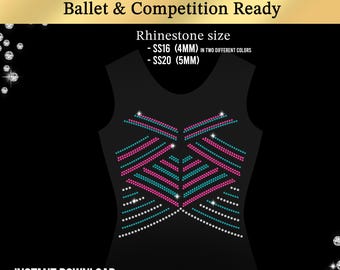 Modèle SVG de justaucorps à strass | Motif bling-bling pour Cricut Silhouette | Motif thermocollant pour costume de danse | Motif numérique pour patinage artistique et cheerleading
