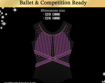 Rhinestone Leotard Template SVG | Gymnastics Bling Design for Cricut Silhouette | Dance Costume Hotfix Pattern | Ice Skating Cheer Digital
