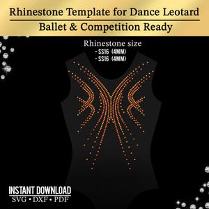 Rhinestone Leotard Template SVG | Gymnastics Bling Design for Cricut Silhouette | Dance Costume Hotfix Pattern | Ice Skating Cheer Digital