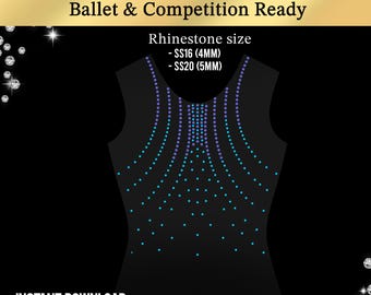 Strass-dräktmall SVG | Gymnastik-Bling-design för Cricut-silhuett | Dansdräkts-snabbkorrigeringsmönster | Skridskoåkning Cheerleading Digital