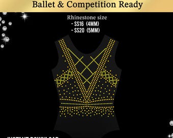Strass-dräktmall SVG | Gymnastik-Bling-design för Cricut-silhuett | Dansdräkts-snabbkorrigeringsmönster | Skridskoåkning Cheerleading Digital