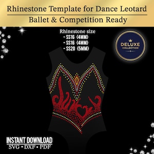 Rhinestone Leotard Template SVG | Gymnastics Bling Design for Cricut Silhouette | Dance Costume Hotfix Pattern | Ice Skating Cheer Digital