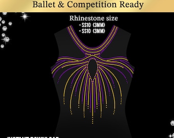 Strass-dräktmall SVG | Gymnastik-Bling-design för Cricut-silhuett | Dansdräkts-snabbkorrigeringsmönster | Skridskoåkning Cheerleading Digital