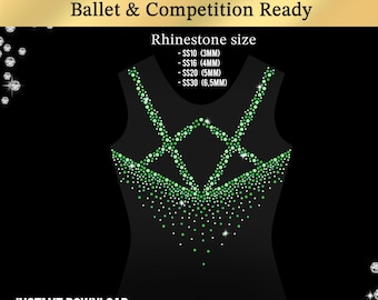 Strass-dräktmall SVG | Gymnastik-Bling-design för Cricut-silhuett | Dansdräkts-snabbkorrigeringsmönster | Skridskoåkning Cheerleading Digital