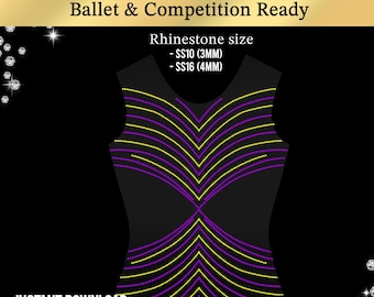 Rhinestone Leotard Template SVG | Gymnastics Bling Design for Cricut Silhouette | Dance Costume Hotfix Pattern | Ice Skating Cheer Digital
