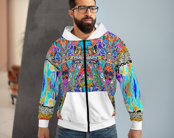 Digital Color Explosion Unisex Zip Hoodie (AOP)