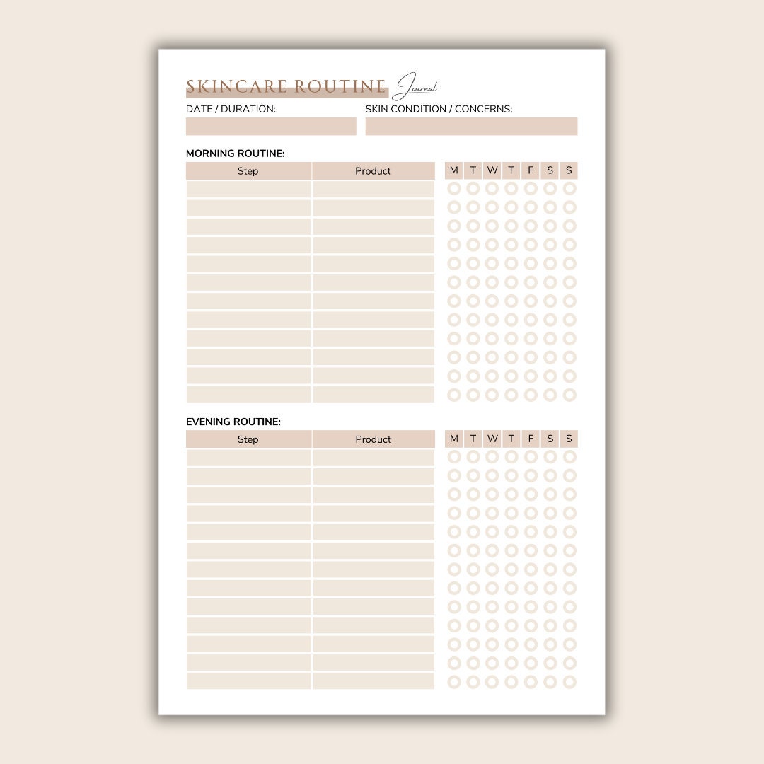 Skin Care Routine Journal Printable Digital Page - Etsy