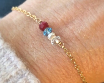 Family birthstone bracelet, mothers bracelet, minimalist gemstone bar bracelet, kids birthstones, custom gemstone bracelet, gift for mom